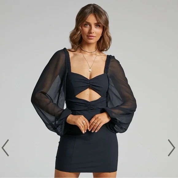 Showpo. | Dresses | Showpo Lillian Mini Dress With Chiffon Sleeves